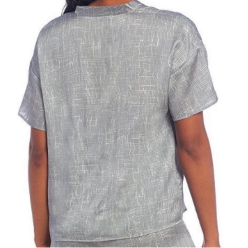 NWOT Eileen Fisher Drift Silk Org. Cotton Mandarin Collar Button Up Top Medium - Picture 2 of 9